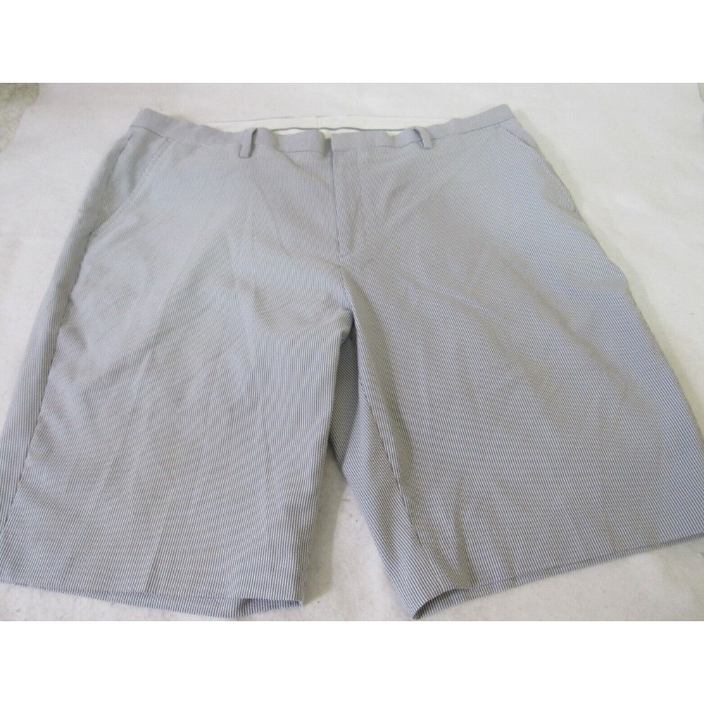 Saks Fifth Avenue Blue Stipe Flat Front Golf Shorts Size 38 Polyester